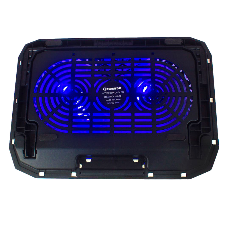 COOLER PARA LAPTOP CYBERCOOL HA-80 | 2 VENTILADORES | ALUMINIO