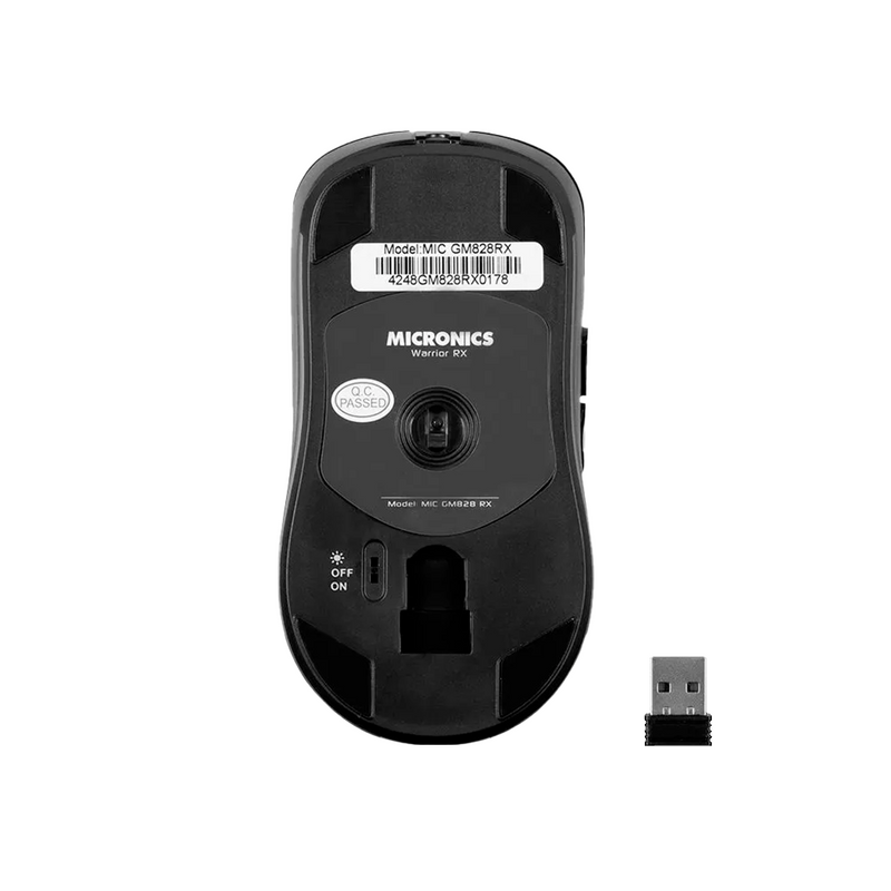 MOUSE MICRONICS WARRIOR RX - MICGM828RX | INALAMBRICO | 1,600 DPI | RGB | NEGRO