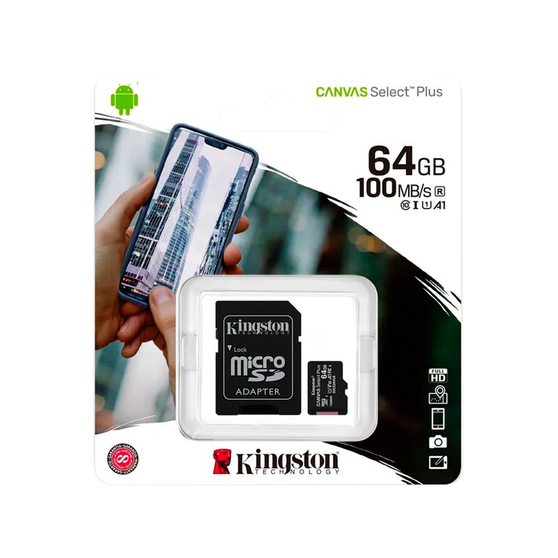 MEMORIA MICROSD KINGSTON | 64GB | 100MB/S | CLASE 10 | (3 MESES)