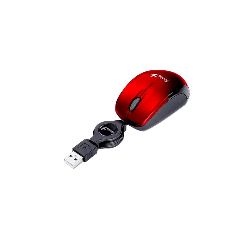 MOUSE GENIUS MICRO TRAVELER | RETRACTIL | 1,000 DPI | ROJO