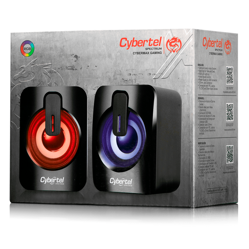 PARLANTE 2.0 CYBERTEL SPECTRUM CBX S303 | 3.5MM | USB | RGB