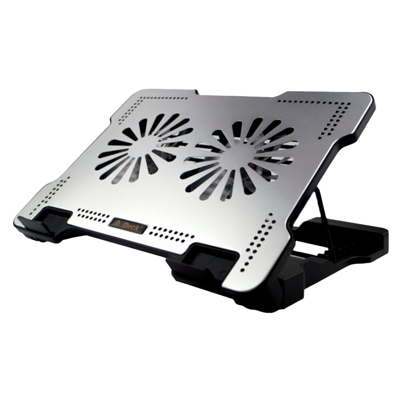 COOLER PARA LAPTOP IDOCK N10 OFFICE | 2 VENTILADORES | ALUMINIO