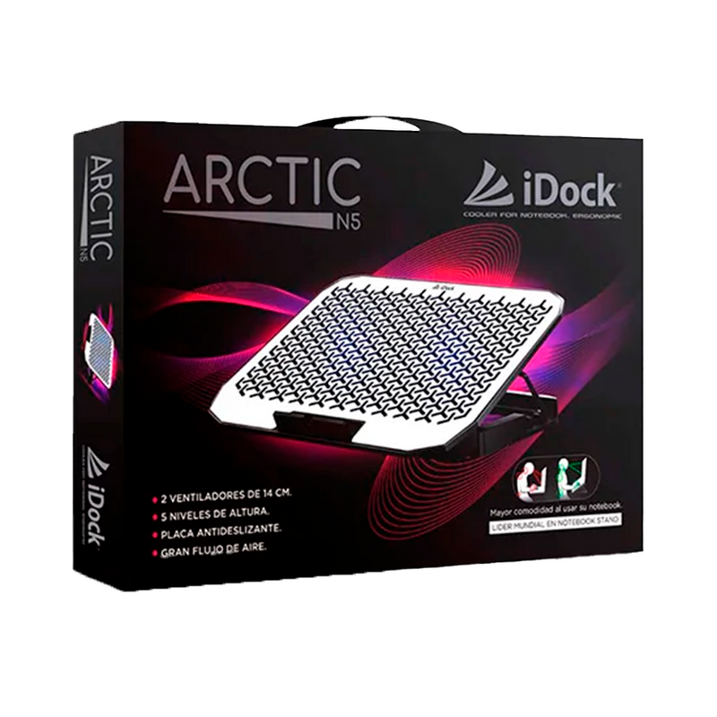 COOLER PARA LAPTOP IDOCK N5 ARTIC | 2 VENTILADORES | ALUMINIO