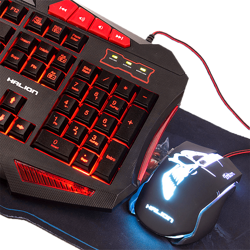 KIT 3 EN 1 HALION TITAN HA-845C | TECLADO + MOUSE + PAD M