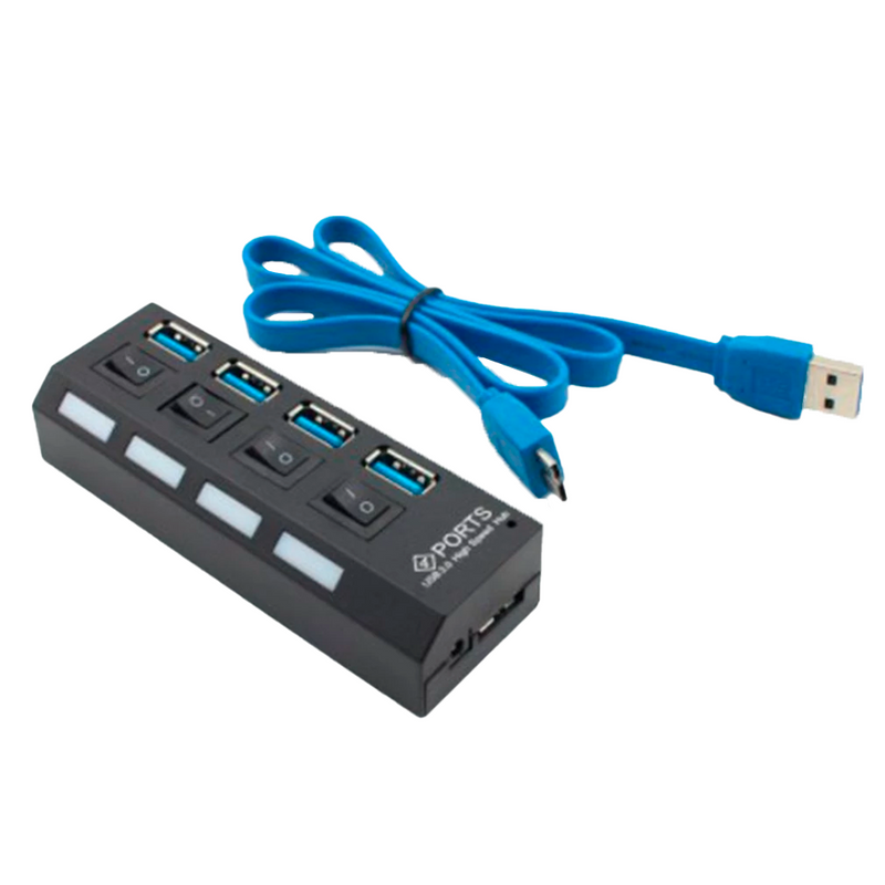 HUB USB 3.0 4 PUERTOS SWITCHES | NEGRO