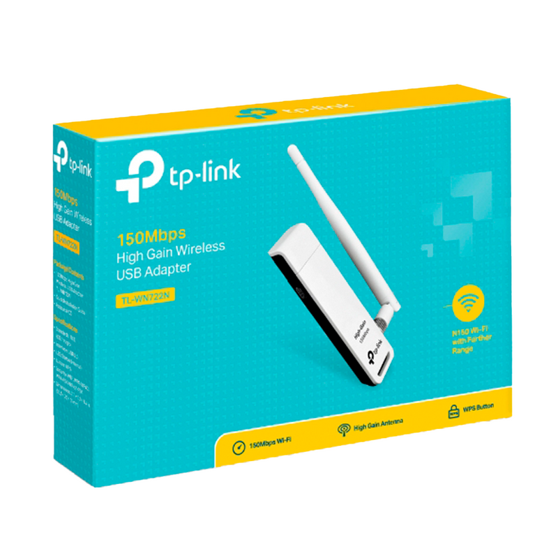 ADAPTADOR WIFI TP-LINK  TL-WN722N | 150 Mbps | USB | 1 ANTENA