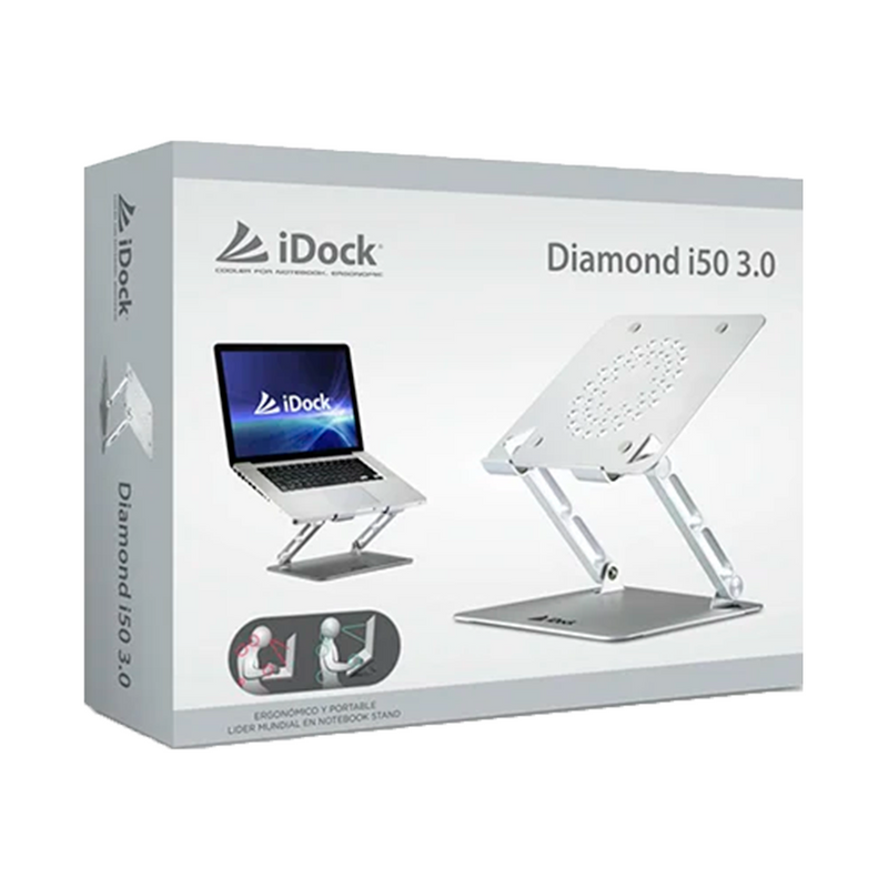 COOLER DE LAPTOP IDOCK DIAMOND I50 3.0 | 1 VENTILADOR | ALUMINIO |