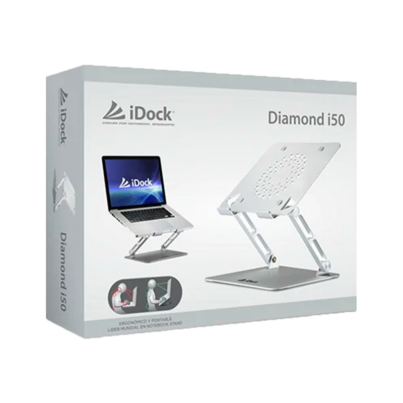 SOPORTE PARA LAPTOP IDOCK DIAMOND I50 | ALUMINIO | PLATEADO