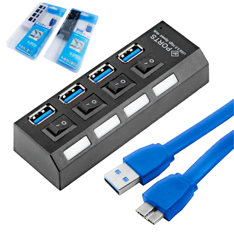 HUB USB 3.0 4 PUERTOS SWITCHES | NEGRO