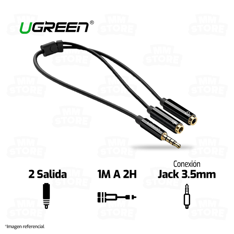 ADAPTADOR DE AUDIO 1M A 2H UGREEN 30620