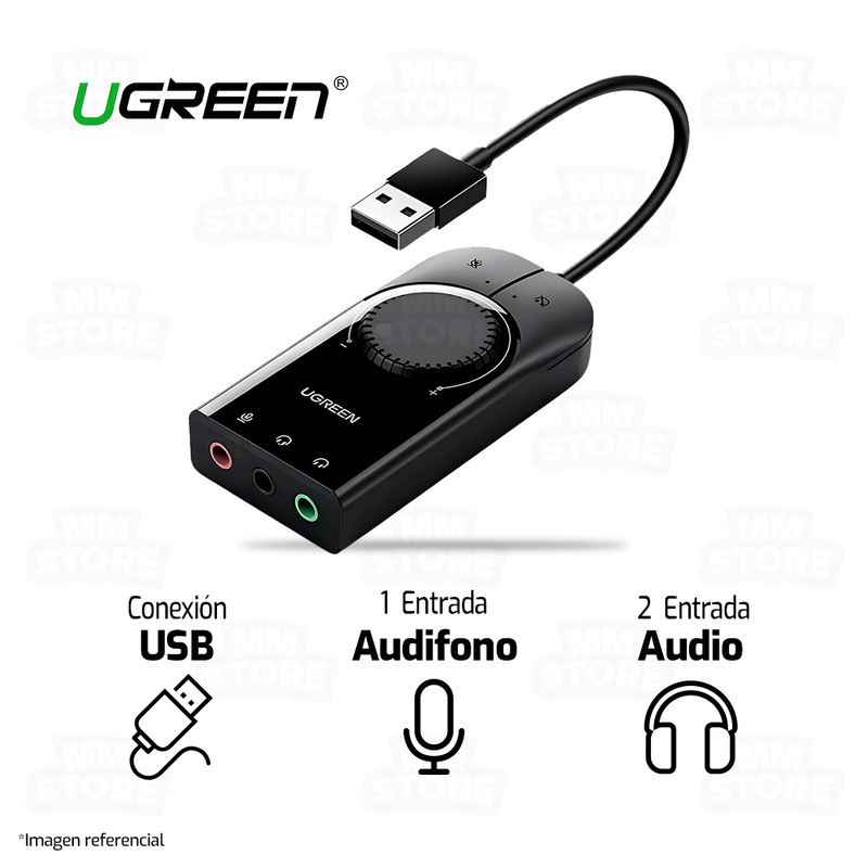 ADAPTADOR DE AUDIO USB UGREEN 40964 | CONTROL DE VOLUMEN