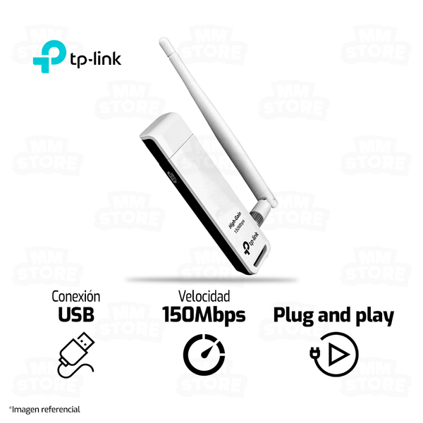 ADAPTADOR WIFI TP-LINK  TL-WN722N | 150 Mbps | USB | 1 ANTENA