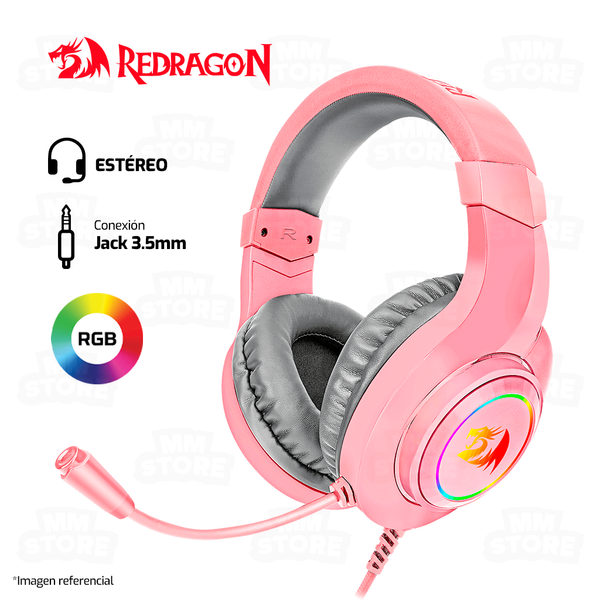 AUDIFONO REDRAGON HYLAS H260 | 3.5MM | ESTEREO | RGB | ROSADO