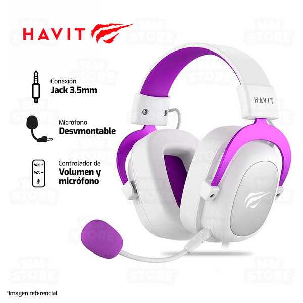 AUDIFONO HAVIT H2002D | 3.5 MM | BLANCO - MORADO