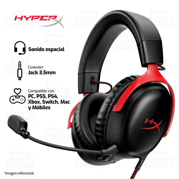 AUDIFONO HYPERX CLOUD III | 3.5MM-USB | 7.1 | ROJO