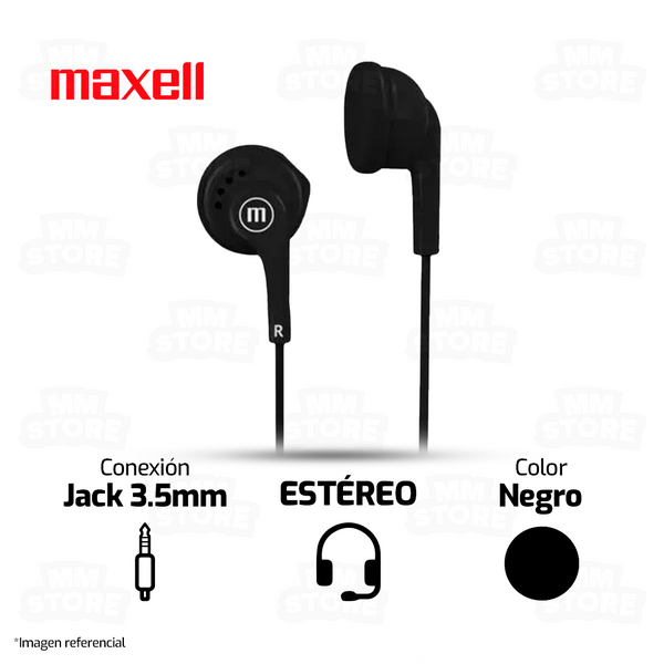 AUDIFONO MAXELL EB-MIC | 3.5MM | ESTEREO | NEGRO