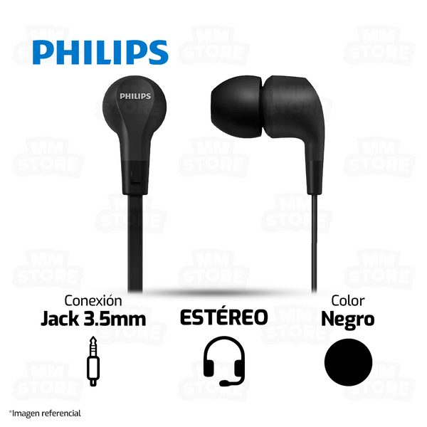 AUDIFONO PHILIPS TAE1105BK | 3.5MM | ESTEREO | NEGRO