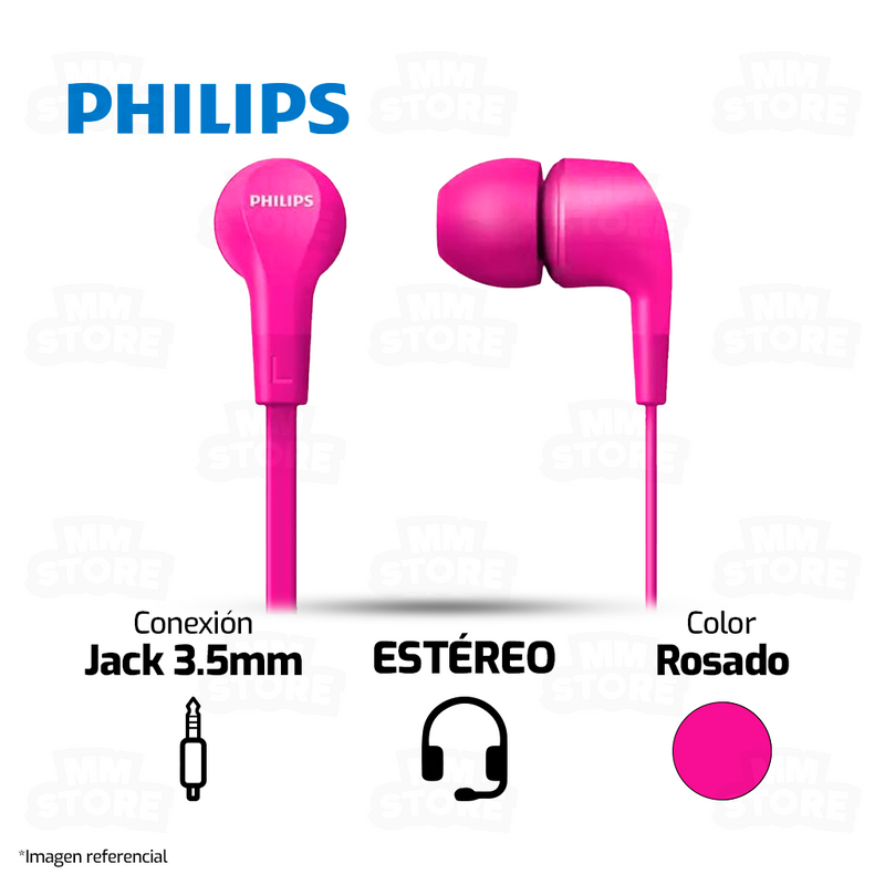 AUDIFONO PHILIPS TAE1105PK | 3.5MM | ESTEREO | ROSADO