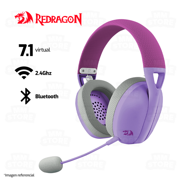 AUDIFONO REDRAGON IRE PRO H848 | BLUETOOTH- INALAMBRICO- USB | 7.1 | PURPURA