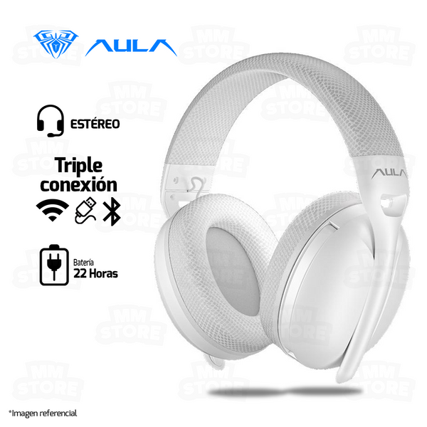 AUDIFONO AULA S6 | BLUETOOTH- INALAMBRICO- USB | ESTEREO | BLANCO