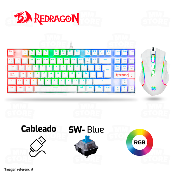 COMBO REDRAGON KUMARA+GRIFFIN K552RGB-BA | TECLADO+MOUSE | BLANCO