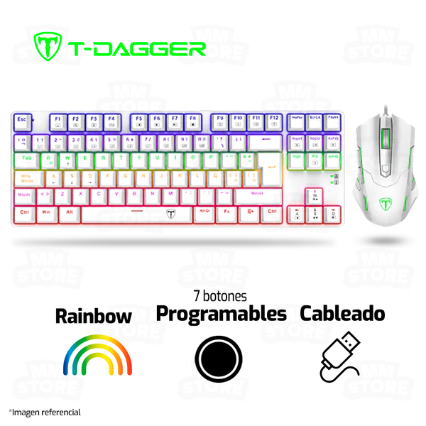 COMBO T-DAGGER ADVANCE FORCE T-TGS005-SP | TECLADO + MOUSE | BLANCO