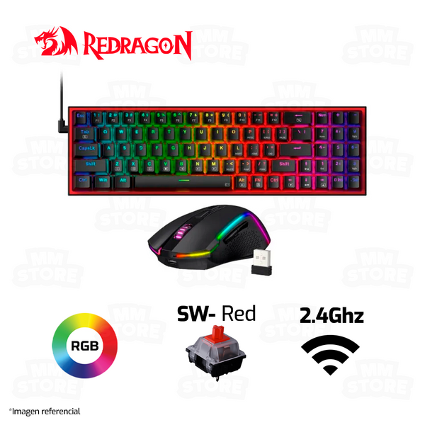 COMBO REDRAGON POLLUX+TRIDENT S136 | TECLADO+MOUSE | INALAMBRICO-BLUETOOTH| RGB