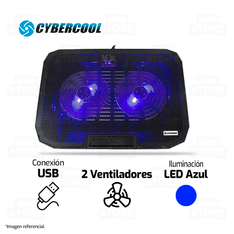 COOLER PARA LAPTOP CYBERCOOL HA-73 | 2 VENTILADORES