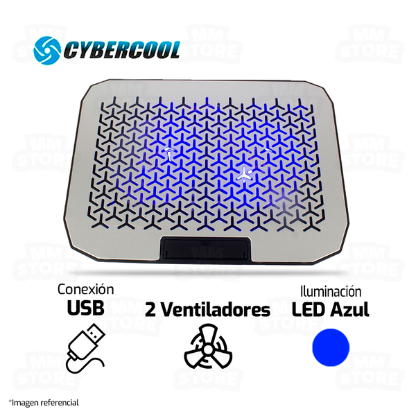 COOLER PARA LAPTOP CYBERCOOL HA-80 | 2 VENTILADORES | ALUMINIO