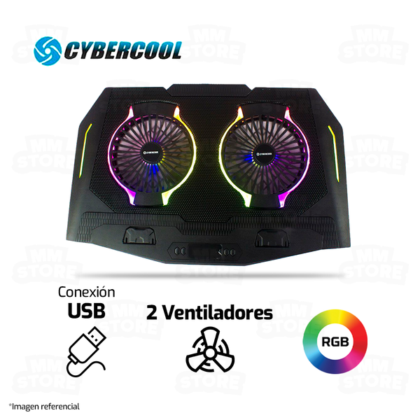 COOLER PARA LAPTOP CYBERCOOL N10 | 2 VENTILADORES | RGB