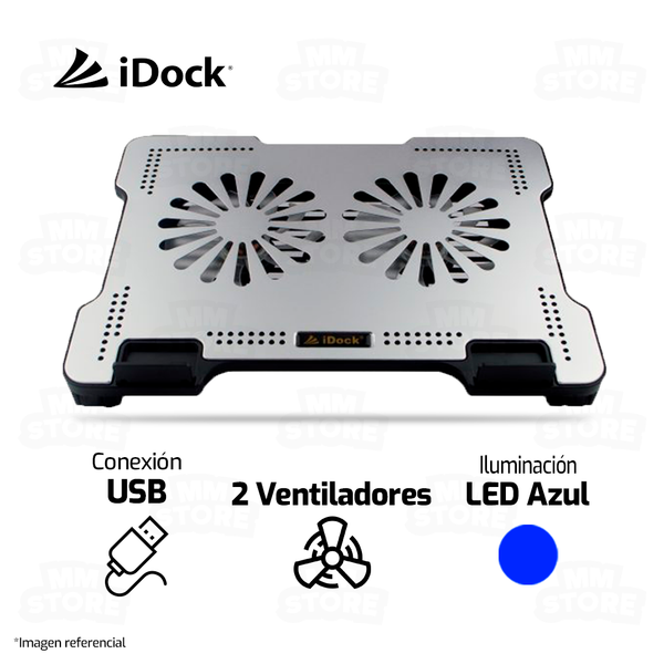 COOLER PARA LAPTOP IDOCK N10 OFFICE | 2 VENTILADORES | ALUMINIO