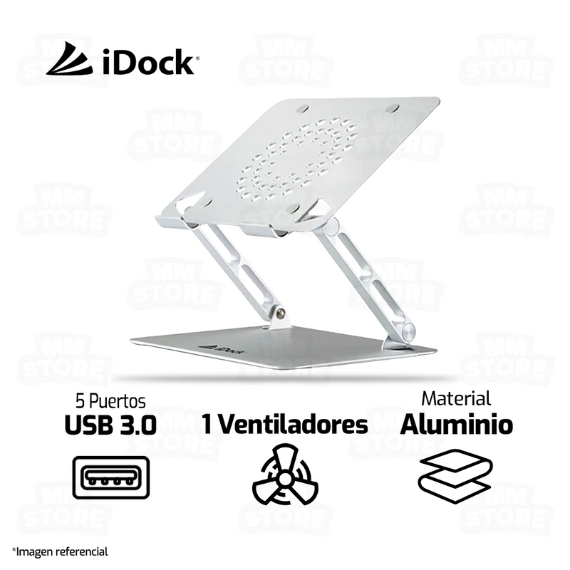 COOLER PARA LAPTOP IDOCK DIAMOND I50 3.0 | 1 VENTILADOR | ALUMINIO | NEGRO