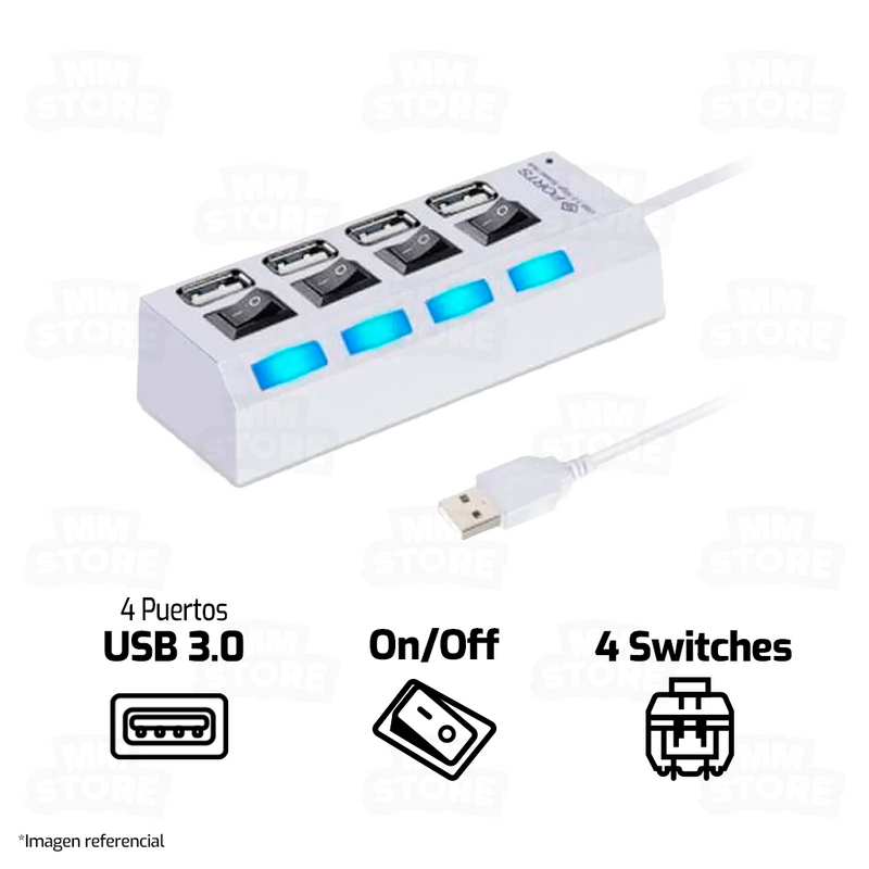 HUB USB 3.0 4 PUERTOS SWITCHES | BLANCO