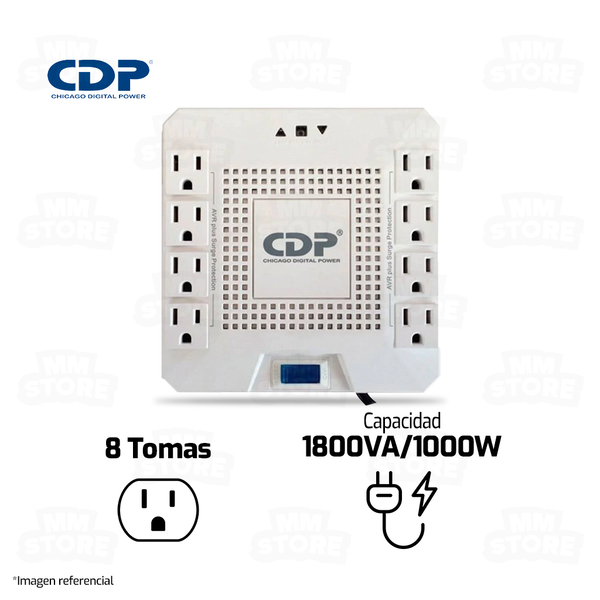 ESTABILIZADOR CDP R-AVR1808I | 1800VA/1000W | 8 TOMAS