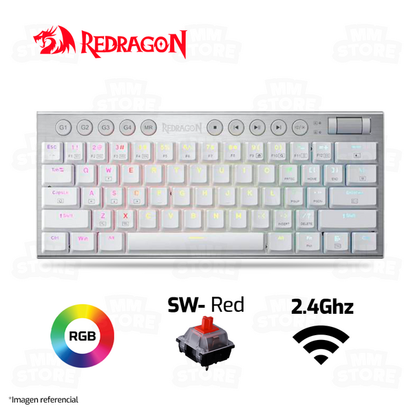 TECLADO REDRAGON HORUS 60% K632 | INALAMBRICO | MECANICO | LOW PROFILE | SW-RED | RGB | BLANCO