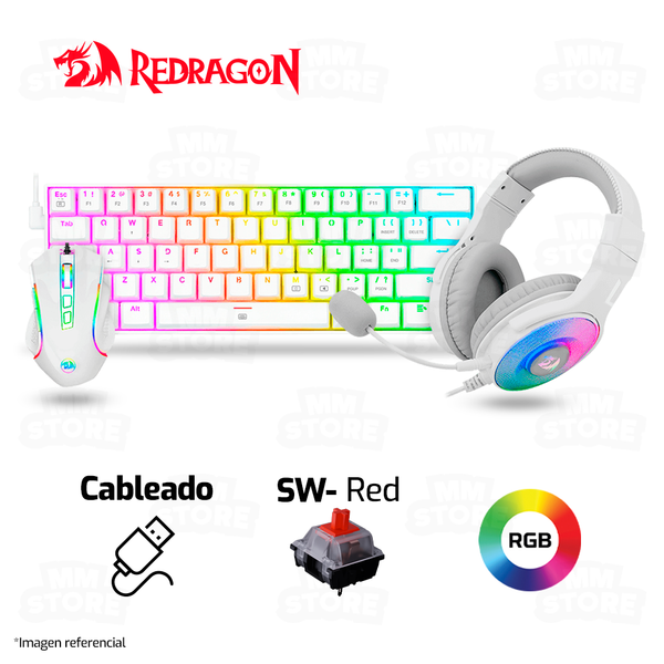 KIT 3 EN 1 REDRAGON S129W | TECLADO + MOUSE + AUDIFONO