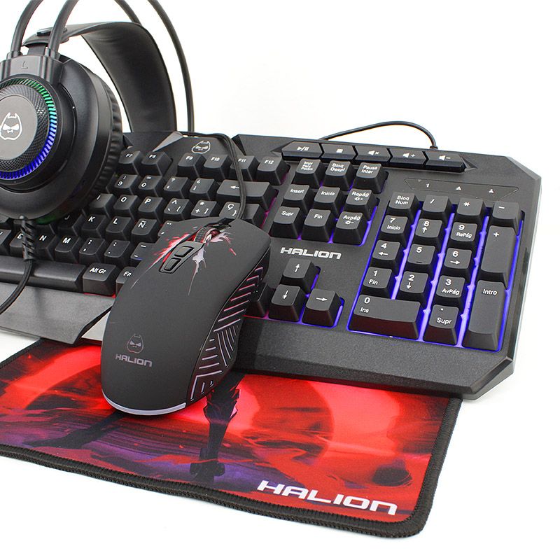 KIT 4 EN 1 HALION MACK HA-875C | TECLADO + MOUSE + AUDIFONO + PAD MOUSE