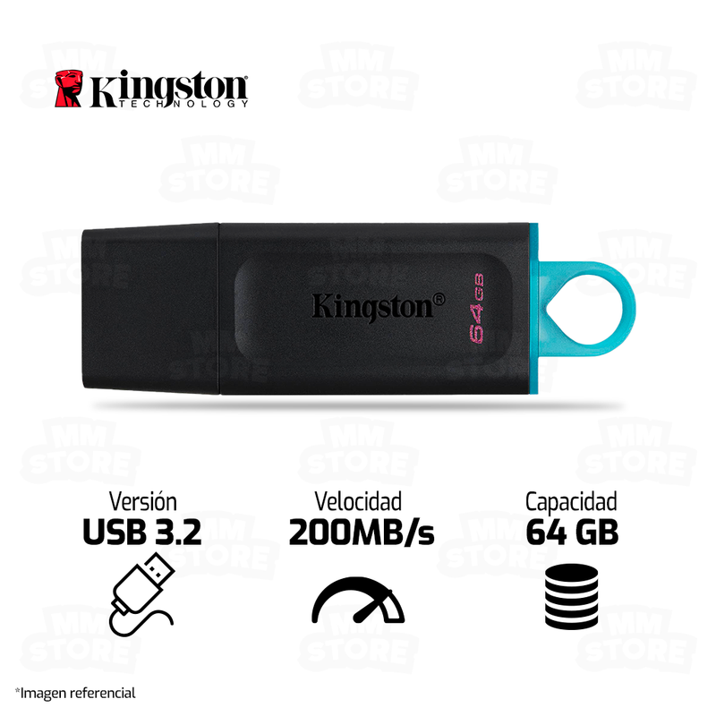 MEMORIA USB KINGSTON EXODIA | 64GB | USB 3.2 | (3 MESES)