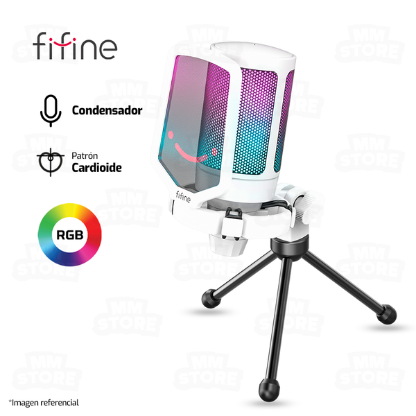 MICROFONO FIFINE A6V | RGB | CONDENSADOR | BLANCO