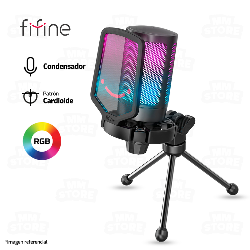 MICROFONO FIFINE A6V | RGB | CONDENSADOR | NEGRO