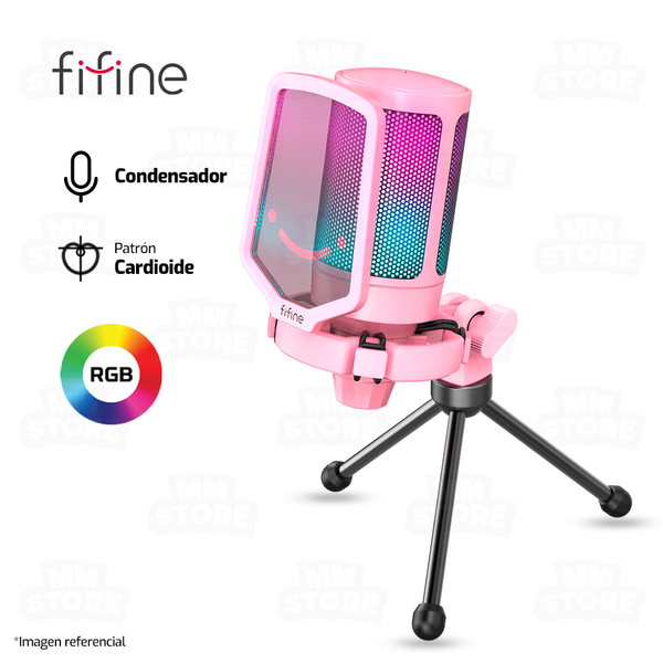 MICROFONO FIFINE A6V | RGB | CONDENSADOR | ROSADO