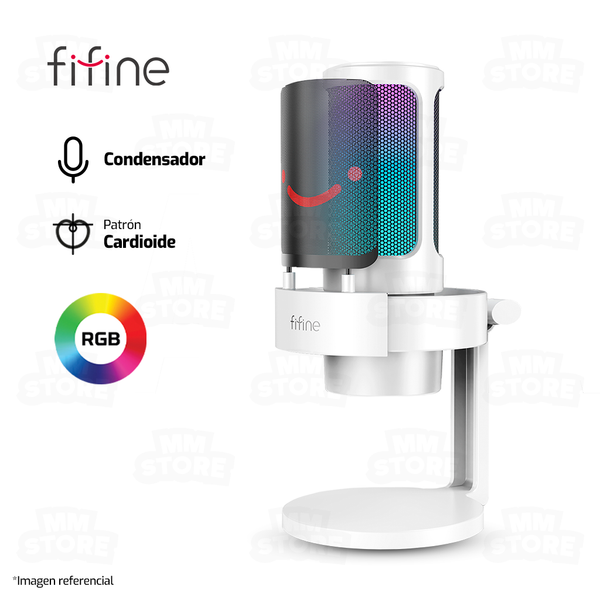 MICROFONO FIFINE A8 | CONDENSADOR | RGB | BLANCO