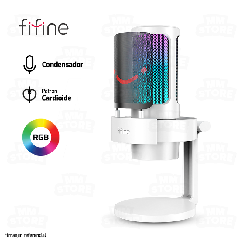 MICROFONO FIFINE A8 | CONDENSADOR | RGB | BLANCO