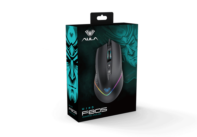 MOUSE AULA F805 | 6,400 DPI | RGB | NEGRO