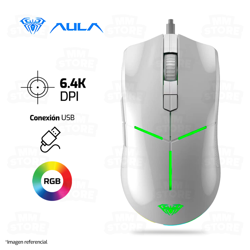 MOUSE AULA F820 | 6,400 DPI | RGB | BLANCO