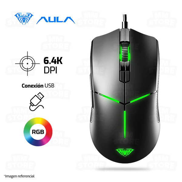 MOUSE AULA F820 | 6,400 DPI | RGB | NEGRO