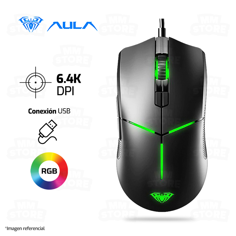 MOUSE AULA F820 | 6,400 DPI | RGB | NEGRO