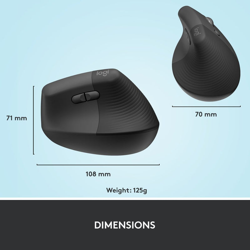 MOUSE LOGITECH LIFT VERTICAL | BLUETOOTH - INALAMBRICO | 4,000 DPI | NEGRO