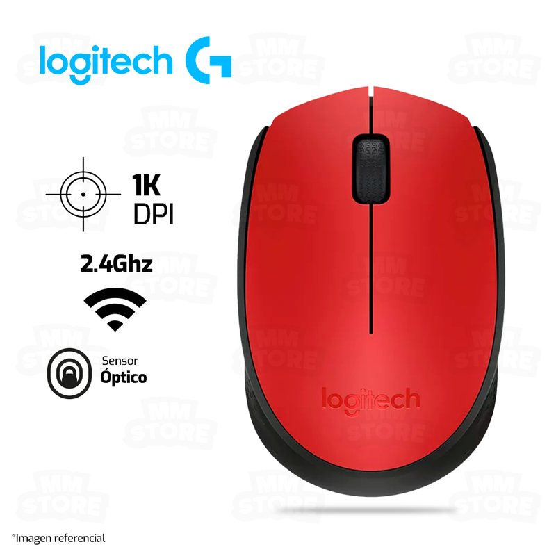 MOUSE LOGITECH M170 |INALAMBRICO | 1,000 DPI | ROJO