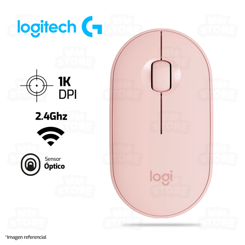 MOUSE LOGITECH M350 PEBBLE | BLUETOOTH - INALÁMBRICO | 1,000 DPI | ROSADO